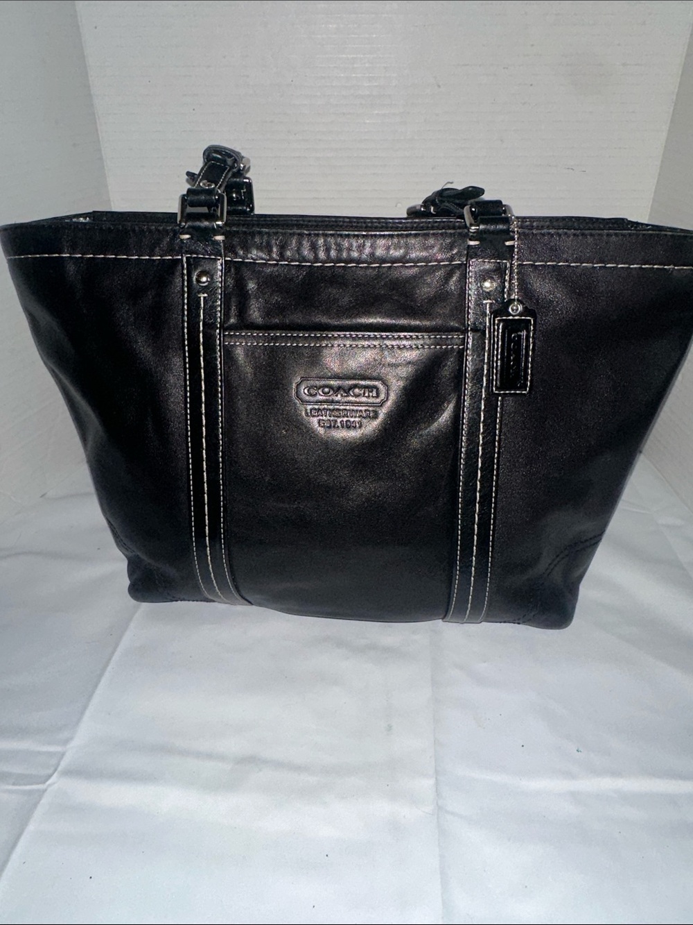 Coach Black Leather Tote Satchel Y2K shoulder bag